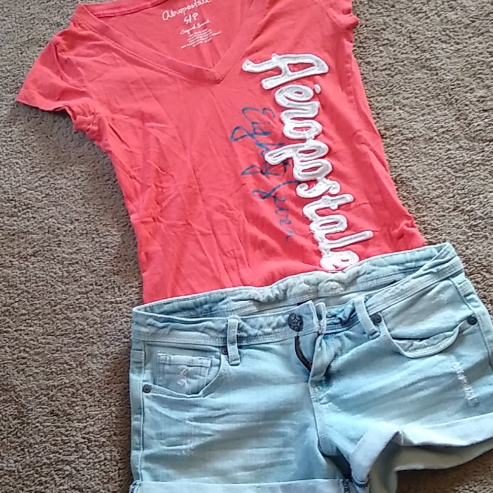 Jean shorts with free t shirt